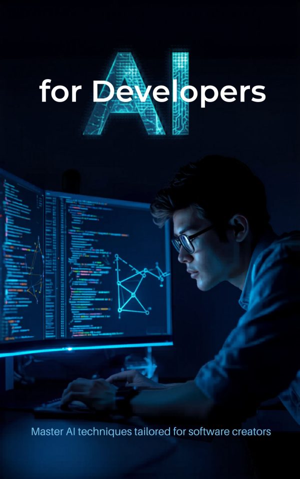 Futuristic Developer Workspace Book Cover